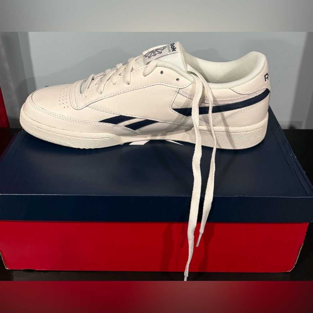 Reebok Men's Club C Revenge Casual Sneakers | color: chalk/navy | size 13
